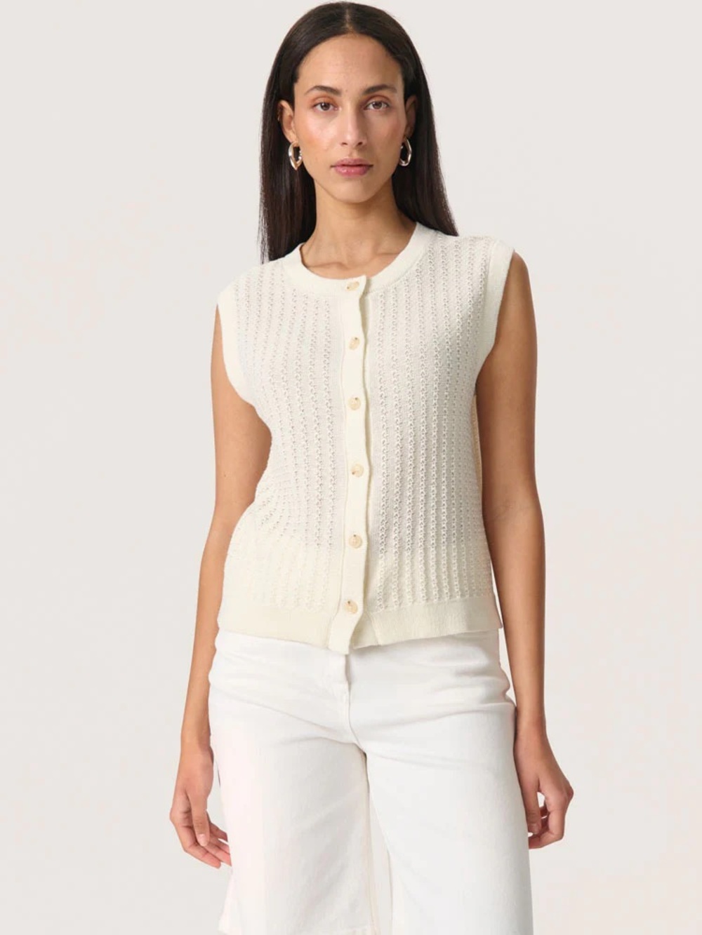 NWT Soaked SLSusanna Sweater Vest Top in Whisper White 100% Cotton Size Large
